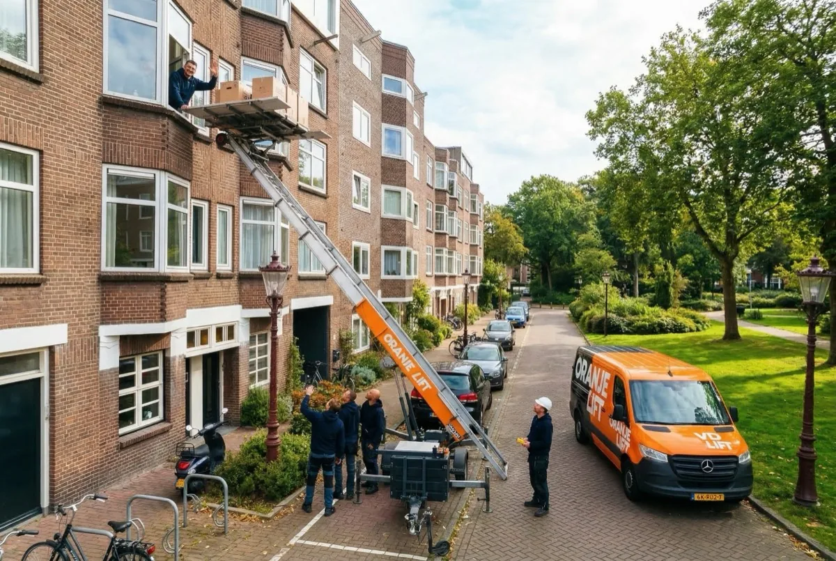 OrangeLift verhuislift in woonwijk Delft